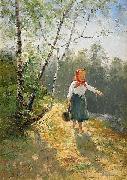 Severin Nilsson Liten hallandsflicka oil painting on canvas